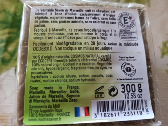 composition savon de Marseille